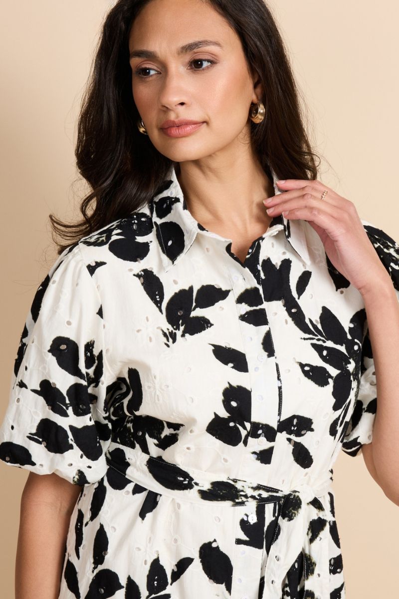 G-maxx Zophia Dress, offwhite met zwart, damesjurk